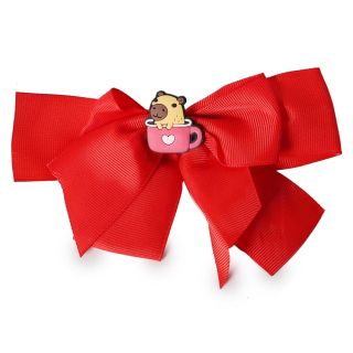 Pico Garza De Metal Grande Con Moño De Tela En Picos Con Dije Capibara Goma 15 Cm | SA-19