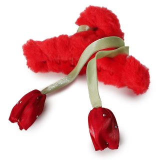 Pinza Grande De Plástico Transparente Rectangular Cubierta De Peluche Y Tulipanes Colgantes 10 Cm | XQ-22-918