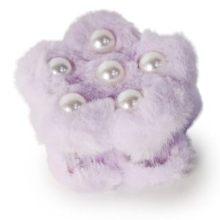 Pinza Grande De Plástico Transparente En Forma De Flor Cubierta De Peluche Y Perlas 7 Cm | XQ-22-937