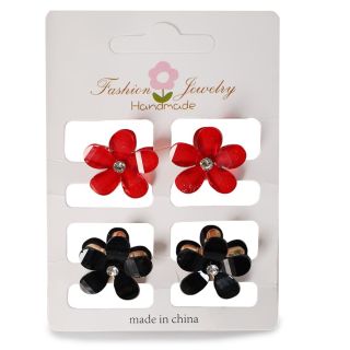 Pinzas Mini De Metal Con Flor De Acrílico Con Brillos Y Piedra De Colores 9.5 Cm | XQ-24-993