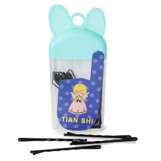 Pasadores Chicos De Metal En Color Negro Ondulados En Estuche Tian Shi Moño 9.2 Cm | G120-14A-1