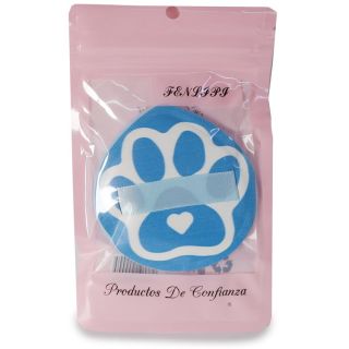Esponja Aplicadora De Maquillaje Suave Ovalada Estampada Huella Gato Con Listón 7.7 Cm | G195-14H-141