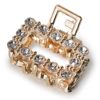 Pinza Mini De Metal Rectangular Color Dorado Cubierta De Piedras Medida 2.5 Cm | G358-16B-32