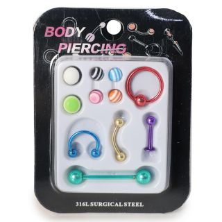 Aretes Piercing De Acero Varios Colores Y Modelos Con Bolitas Estampadas 7 Cm | G203-3C-12