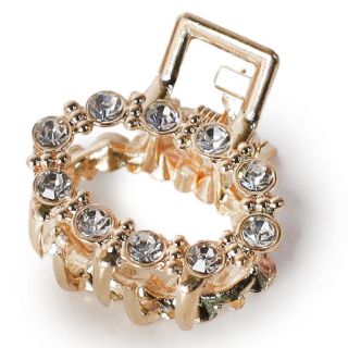 Pinza Mini De Metal Ovalada Color Dorado Cubierta De Piedras Medida 2.5 Cm | G358-16B-32