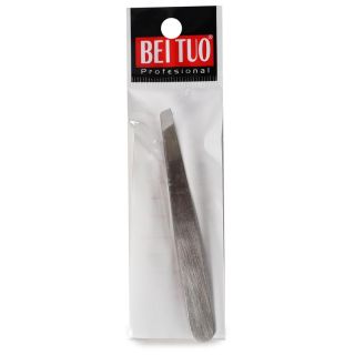 Depilador Delgado De Metal BeiTuo Plateado Pinzas Ovaladas Punta Sesgada 9 Cm | G234-7F-86