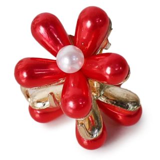 Pinza Mini De Metal Dorada Con Flor Satinada Y Perla Al Centro Varios Colores 2 Cm | G358-16B-36