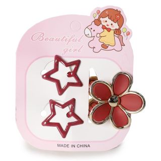 Pinza De Plástico En Forma De Flor Línea Dorada Y Cucas De Metal Estrellas Colores 10.5 Cm | XQ-23-952