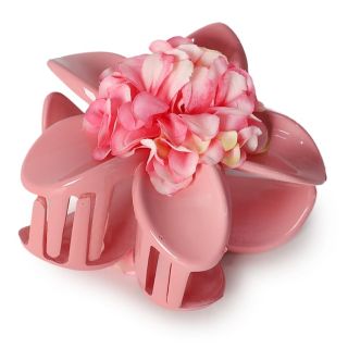 Pinza De Plástico Grande En Forma De Flor Hawaiana Y Flor De Tela Colores 7.5 Cm | XQ-23-977