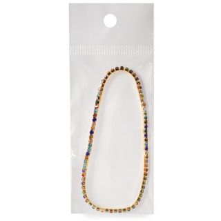 Pulsera Elástica De Metal Delgada Dorada Con Piedras De Colores Medida De 7.3 Cm | XQ-06-253