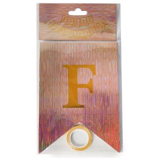 Letrero Banderín Metalizado Líneas De Feliz Cumpleaños Con Listón Varios Colores 17 Cm | SF-2102-1