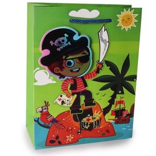 Bolsa Para Regalo Mediana Estampada Niños Imaginación 3D Metalizados 23 x 18 Cm | BA-3352