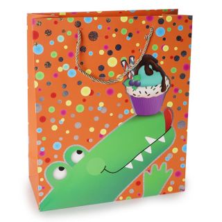 Bolsa Para Regalo Grande Estampada Animales Con Líneas Metalizadas Colores 26 x 32 Cm | BA-3443