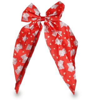 Pico Garza De Metal Con Moño Mediano De Tela Estampado Osos Corazones 16 Cm | KUN-4613