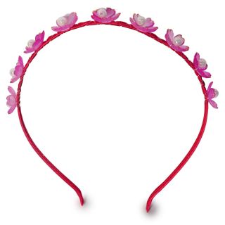 Diadema De Metal Con Forro Tela Y Flores De Acrílico Con Perla Línea Dorada 13 Cm | XQ-30-1326