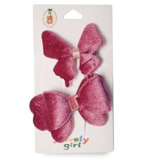 Picos Garza De Metal Con Moño Y Mariposa Esponjosos Terciopelo Y Brillos Colores 14.5 Cm | XQ-29-1285