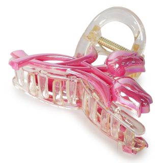 Pinza Grande De Acrílico Transparente Ovalada Con Tulipanes Tornasol De Colores 8.5 Cm | XQ-30-1344