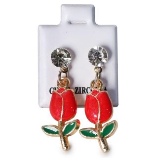 Aretes Grandes Con Flor De Metal Estampada Y Piedras Colgantes Varios Colores 3.2 Cm | XQ-30-1345