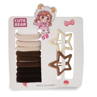 Donas Ligas Licra Mini Elásticas Y Cucas De Metal En Forma De Estrella Colores Obscuros 10.5 Cm | XQ-30-1338