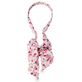 Diadema Grande De Plástico Plana Forro De Tela Flores Y Moño Colgante 32 Cm | XQ-30-1343