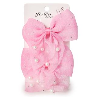 Picos Garza De Metal Medianos Con Moño De Organza Cubierta De Perlas Y Piedras 8 Cm | SC25-H63