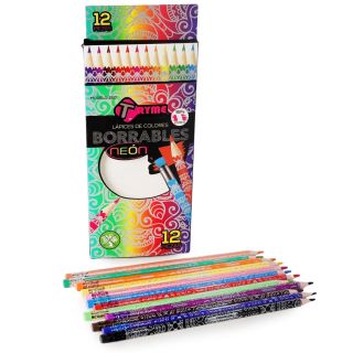 Colores Escolares Borrables Tryme De Madera Estampado En Colores Neón Con Goma 19.3 Cm | 1517