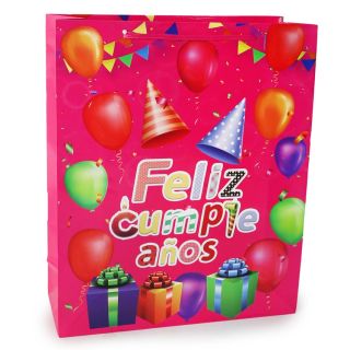 Bolsa Para Regalo Grande De Papel Estampada Feliz Cumpleaños Medida De 32.5 x 26 Cm | SC25-K27