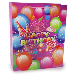 Bolsa Para Regalo Jumbo De Papel Estampada Feliz Cumpleaños Medida De 40 x 32 Cm | SC25-K25