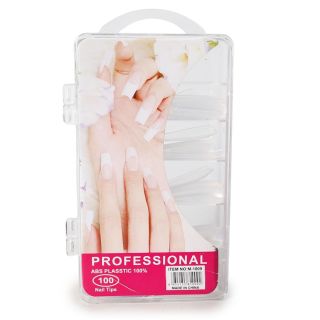 Tips Uñas Postizas De Plástico Abs Largas En Punta Transparentes En Estuche Estampado 15 Cm | SC25-A03
