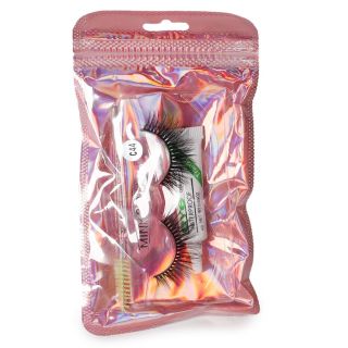 Pestañas Postizas Seminaturales 3D Mink Con Accesorios En Bolsa Metalizada 16 Cm | M25-LV53