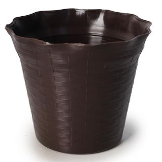 Maceta De Plástico Chica Ratan 3 Ondulada Grabada Líneas En Color Chocolate 12.6 x 10.2 Cm | GM-231 FMV