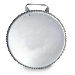 Comal De Metal Plateado Chino Con Orilla Ondulada Y Asa De 20.5 x 1 Cm | N1