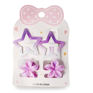 Cucas De Metal En Forma De Estrella Bicolor Y Pinzas Mini Flores Hawaianas 11 Cm | XH7321
