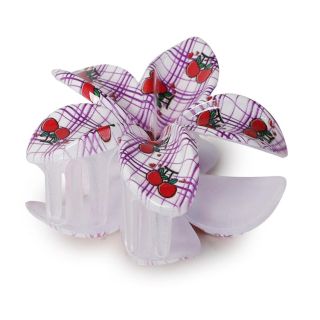 Pinza Grande De Plástico Flor Hawaiana Estampada Cereza Cherry Colores 8.5 Cm | XH7261