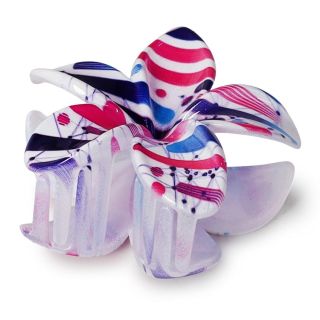 Pinza Grande De Plástico Flor Hawaiana Estampada Manchas De Colores 8.5 Cm | XH7261