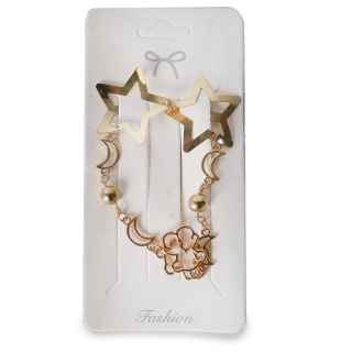 Cucas De Metal En Color Dorado Y Plateado Figura Estrella Con Cadenas Colgantes 8 Cm | XQ-28-1197