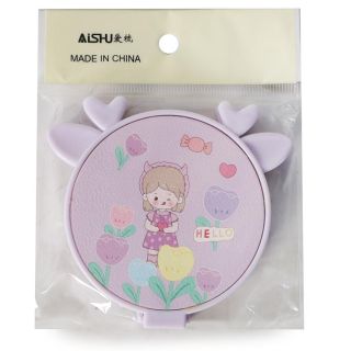 Espejo Chico Doble De Bolsillo Estampado Con Cuernos Y Orejitas De Colores 9.5 Cm | XQ-17-754