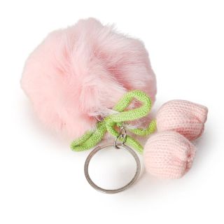 Llavero Mediano Pompón Con Tulipanes Colgantes Bordados Varios Colores De 8.5 Cm | XQ-29-1273