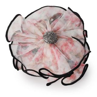 Pinza De Plástico Grande Con Flor De Tela Ondulada Línea Negra Colores 10 Cm | XQ-29-1282