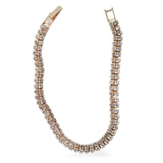 Pulsera De Metal Color Dorado Con Broche Y 2 Líneas De Piedras Tornasol 18 Cm | XQ-29-1276-2