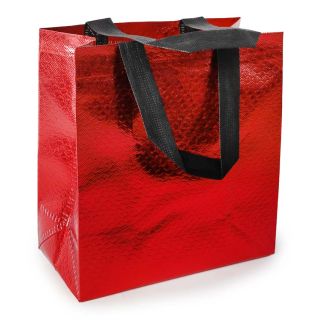 Bolsa De Asa Ecológica Chica Metalizada Grabada Líneas Varios Colores 23.5 x 22 Cm | XH6008