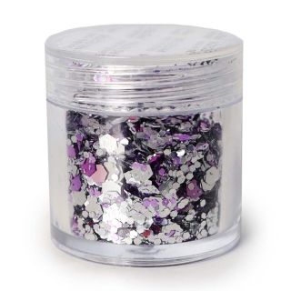 Glitter Decorativo Facial Y Corporal En Frasco Transparente Metalizados Plata 3.2 Cm | HG25D-38