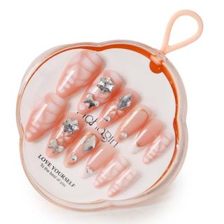 Uñas Postizas Largas En Punta Con Piedras De Colores En Estuche Ovalado 8.5 Cm | HG25H-20