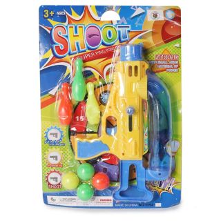 Pistola Lanzadora De Pelotas Con Pinos De Plástico Varios Colores 28 Cm | NJ-5015