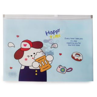 Folder Grande De Plástico Estampado Animales Con Comida Y Cierre 33 x 25 Cm | XQ-31-49