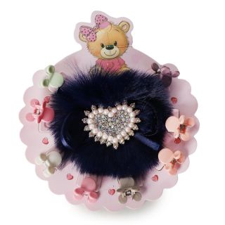 Pico Garza Chico Con Pompón Y Corazón Cubierto De Perlas Y Piedras Con Pincitas 11 Cm | XQ-31-53