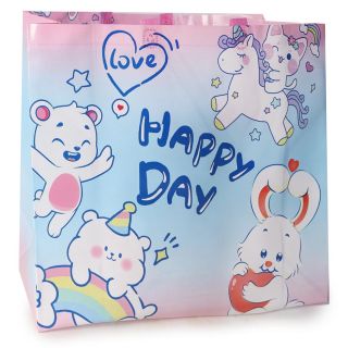 Bolsa De Asa Jumbo Plastificada Ecológica Estampada Osos Varios Colores 43 x 39 Cm | XQ-26-1104