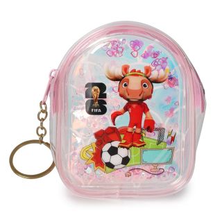 Monedero Grande De Plástico Ovalada Relleno De Agua Y Lentejuela Estampado Mundial 10 Cm | XQ-27-1176