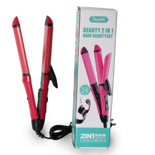 Plancha Y Rizadora Mediana Con Placas De Cerámica En Color Rosa 2 En 1 26 Cm | BUYTITI