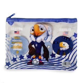 Lapicera Escolar Grande De Hule Transparente Estampada Animales Mundialistas 21.5 x 16 Cm | 25MK-M-80